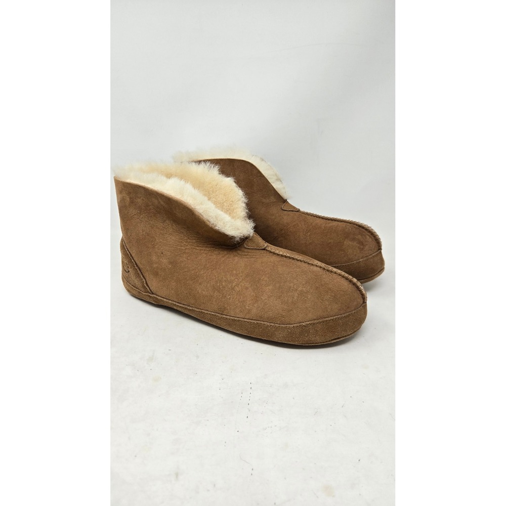 Bearpaw Fireside Bryon Bay Suede Sheepskin Bootie Slippers Brown Womens 10‎